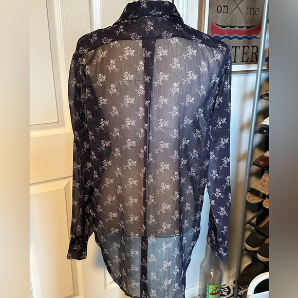 Ralph Lauren denim & supply Al Boyfriend sheer navy button down - Picture 3 of 6